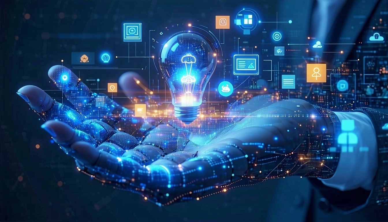 A dynamic, futuristic image showcasing AI seamless