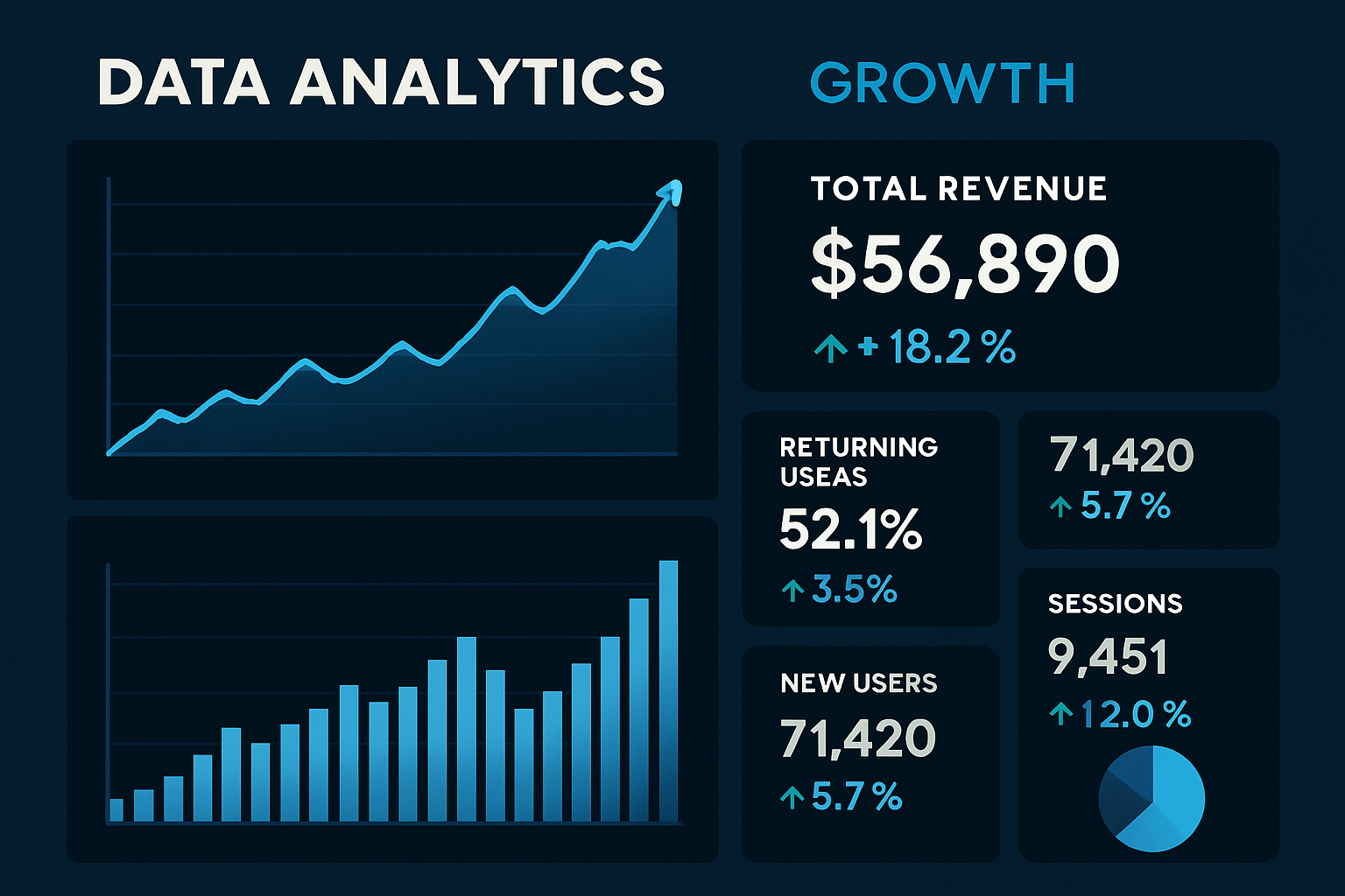 Data analytics dashboard showcasing growth
